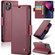 iPhone 14 CaseMe 023 Butterfly Buckle Litchi Texture RFID Anti-theft Leather Phone Case - Wine Red