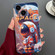 iPhone 14 Painted Pattern Precise Hole PC Phone Case - Orange Astronaut