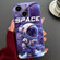 iPhone 14 Painted Pattern Precise Hole PC Phone Case - Purple Astronaut