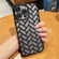 iPhone 14 Pro Woven Grid 3D Electroplating Laser Engraving Glitter Paper Phone Case - Black
