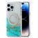 iPhone 14 Pro Dual-side IMD Marble Magsafe Phone Case - White Green
