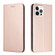 iPhone 14 Pro Carbon Fiber Texture Magnetic Flip Leather Phone Case - Rose Gold