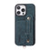 iPhone 14 Pro ABEEL Litchi Texture Card Bag PU Phone Case - Blue