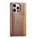 iPhone 14 Pro LC.IMEEKE LC-001 Color Matching Frosted Leather Phone Case - Brown