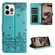 iPhone 14 Pro Cat Embossing Pattern Leather Phone Case with Lanyard - Blue