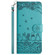 iPhone 14 Pro Cat Embossing Pattern Leather Phone Case with Lanyard - Blue
