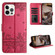 iPhone 14 Pro Cat Embossing Pattern Leather Phone Case with Lanyard - Red