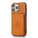 iPhone 14 Pro Calf Texture Magnetic Card Bag Case - Brown