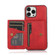 iPhone 14 Pro Calf Texture Magnetic Card Bag Case - Red