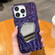 iPhone 14 Pro Embossed Rock Texture Mirror TPU Phone Case - Deep Purple