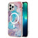 iPhone 14 Pro Marble Pattern Dual-side IMD Magsafe TPU Phone Case - Blue Marble