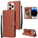 iPhone 14 Pro Multifunctional Horizontal Flip Leather Case with Three Card Slot - Brown