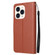 iPhone 14 Pro Multifunctional Horizontal Flip Leather Case with Three Card Slot - Brown