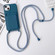 iPhone 14 Pro Crossbody Lanyard Elastic Silicone Card Holder Phone Case - Blue