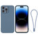 iPhone 14 Pro Silicone Phone Case with Wrist Strap - Grey Blue