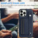 iPhone 14 Pro Shockproof Leather Phone Case with Wrist Strap - Blue