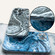 iPhone 14 Pro Marble Pattern Phone Case - Blue White