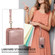 iPhone 14 Plus Crossbody Lanyard Zipper Wallet Leather Phone Case - Rose Gold