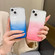 iPhone 14 Plus Gradient Electroplated Button Space Phone Case - Pink