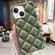 iPhone 14 Plus Diamond Lattice Varnish TPU Phone Case - Olive Green