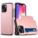 iPhone 14 Plus Shockproof Armor Protective Phone Case with Slide Card Slot   - Rose Gold