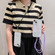 iPhone 14 Plus Space Fine Hole Transparent TPU Protective Case with Lanyard - Navy Blue