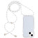 iPhone 14 Plus Transparent Acrylic Airbag Shockproof Phone Protective Case with Lanyard  - White Grey Fine Lines