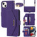 iPhone 14 Plus Cross Texture Lanyard Leather Phone Case - Purple