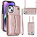 iPhone 14 Plus RFID Card Slot Phone Case with Long Lanyard - Rose Gold