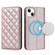 iPhone 14 Plus Rhombic MagSafe RFID Anti-Theft Wallet Leather Phone Case - Rose Gold