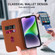 iPhone 14 Plus Rhombic MagSafe RFID Anti-Theft Wallet Leather Phone Case - Brown