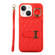 iPhone 14 Plus Horizontal Card Bag Ring Holder Phone Case with Dual Lanyard - Red