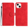 iPhone 14 Plus Flower Embossing Pattern Leather Phone Case - Red