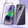 iPhone 14 Plus Magnetic Double-buckle HD Tempered Glass Phone Case  - Purple