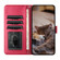 iPhone 14 Plus Cat Embossing Pattern Leather Phone Case with Lanyard - Red