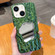 iPhone 14 Plus Embossed Rock Texture Mirror TPU Phone Case - Green