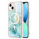 iPhone 14 Plus Marble Pattern Dual-side IMD Magsafe TPU Phone Case - Green 003