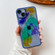 iPhone 14 Plus Oil Painting Electroplating TPU Phone Case - Blue
