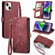 iPhone 14 Plus Geometric Zipper Wallet Side Buckle Leather Phone Case - Red