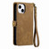 iPhone 14 Plus Geometric Zipper Wallet Side Buckle Leather Phone Case - Brown