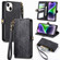 iPhone 14 Plus Geometric Zipper Wallet Side Buckle Leather Phone Case - Black