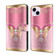iPhone 14 Plus Crystal 3D Shockproof Protective Leather Phone Case - Pink Bottom Butterfly
