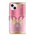 iPhone 14 Plus Crystal 3D Shockproof Protective Leather Phone Case - Pink Bottom Butterfly