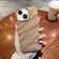 iPhone 14 Plus Solid Color Wave Texture TPU Phone Case - Brown