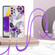 Samsung Galaxy A53 5G Electroplating IMD TPU Phone Case with Lanyard - Purple Flower