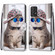 Samsung Galaxy A53 5G Global Coloured Drawing Cross Texture Horizontal Flip PU Phone Leather Case with Holder & Card Slots & Wallet & Lanyard - Colorful Layer - Oblique Hat Blue Mirror Cat