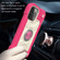 iPhone 13 Pro Max Shockproof Silicone + PC Protective Case with Dual-Ring Holder  - Rose Red