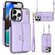 iPhone 13 Pro Max RFID Card Slot Phone Case with Long Lanyard - Purple