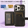 iPhone 13 Pro Max Horizontal Card Bag Ring Holder Phone Case with Dual Lanyard - Black