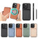 iPhone 13 Pro Max Carbon Fiber Leather Card Magsafe Magnetic Phone Case - Khaki